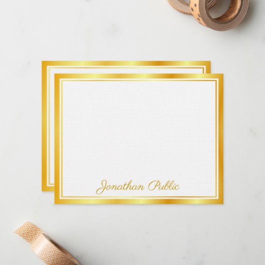 Faux Gold Hand Script Text Elegant Sjabloon Luxe (Voorkant / Achterkant in situ)