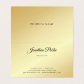 Faux Gold Handgeschreven Moderne Sjabloon Elegant Visitekaartje (Binnenkant ongevouwen)