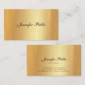 Faux Gold Handgeschreven Script Elegante kalligraf Visitekaartje (Voorkant / Achterkant)