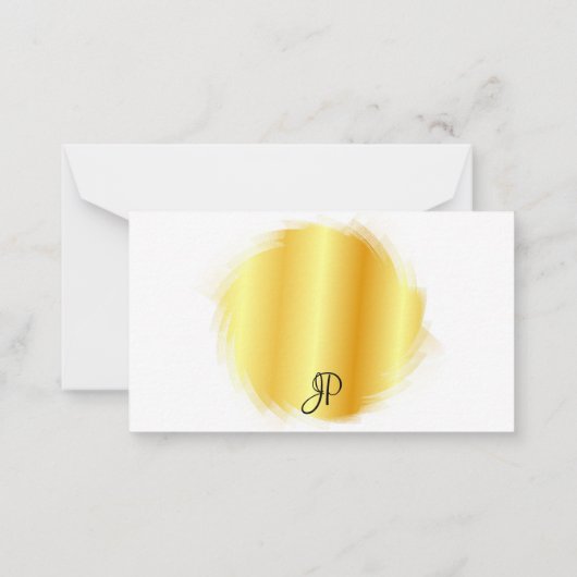Faux Gold Handgeschreven Script Monogram Elegant Notitiekaartje (Achterkant)