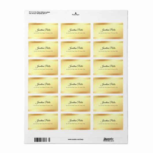 Faux Gold Handgeschreven Script Name Professional Etiket (Full Sheet)