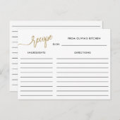 Faux Gold handgeschreven script | Recept Kaart (Voorkant / Achterkant)