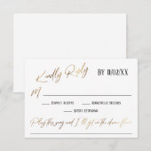 Faux Gold Handschrift Eenvoudig Songverzoek RSVP Informatiekaartje (Voorkant / Achterkant)