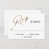 Faux Gold Handschrift Elegant RSVP Informatiekaartje (Voorkant / Achterkant)
