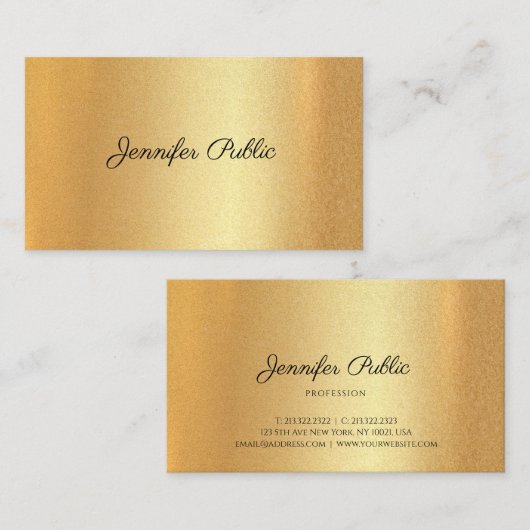 Faux Gold Handschrift Script Elegante kalligrafie Visitekaartje (Voorkant / Achterkant)