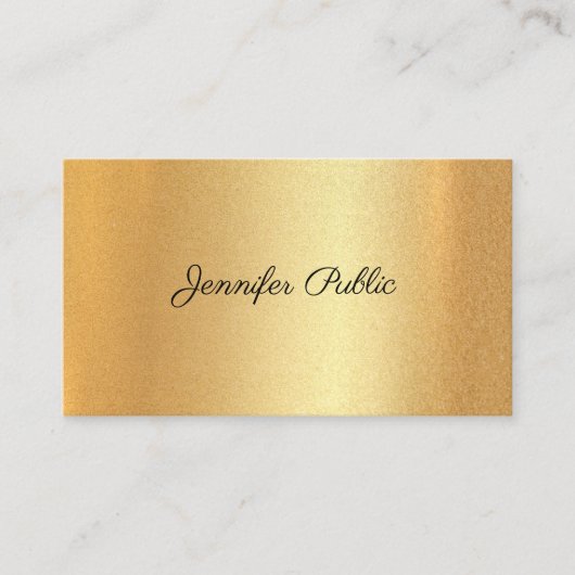 Faux Gold Handschrift Script Elegante kalligrafie Visitekaartje (Voorkant)
