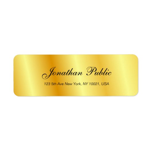 Faux Gold Handwrited Script Moderne Sjabloon Etiket (Voorkant)