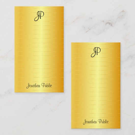 Faux Gold Handwrited Script Monogram Sjabloon (Voorkant / Achterkant)