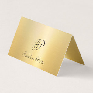 Faux Gold Handwrited Script Monogramed Visitekaartje