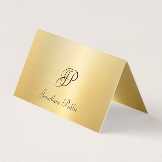 Faux Gold Handwrited Script Monogramed Visitekaartje (Voorkant)