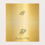 Faux Gold Handwrited Script Monogramed Visitekaartje (Buitenkant ongevouwen)
