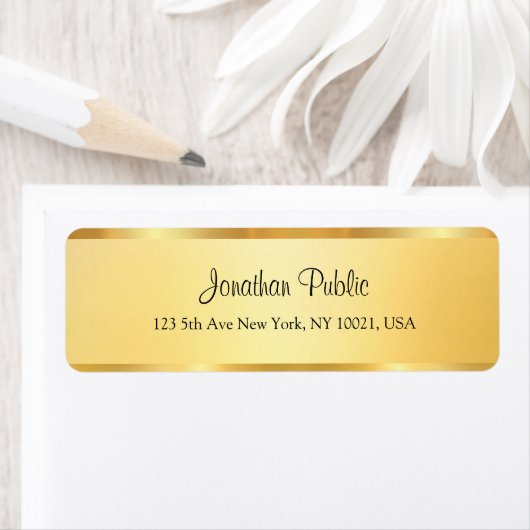 Faux Gold Handwrited Script Persoonlijke Sjabloon Etiket (Insitu)