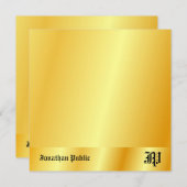 Faux Gold Handwriting Monogram op maat Notitiekaartje (Voorkant / Achterkant)