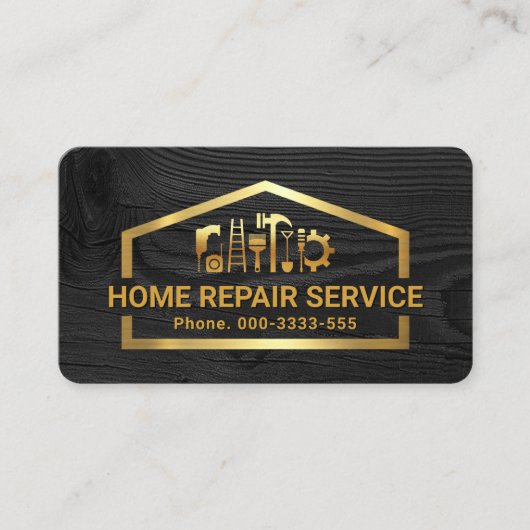 Faux Gold Handyman Tools Building Frame Visitekaartje (Voorkant)