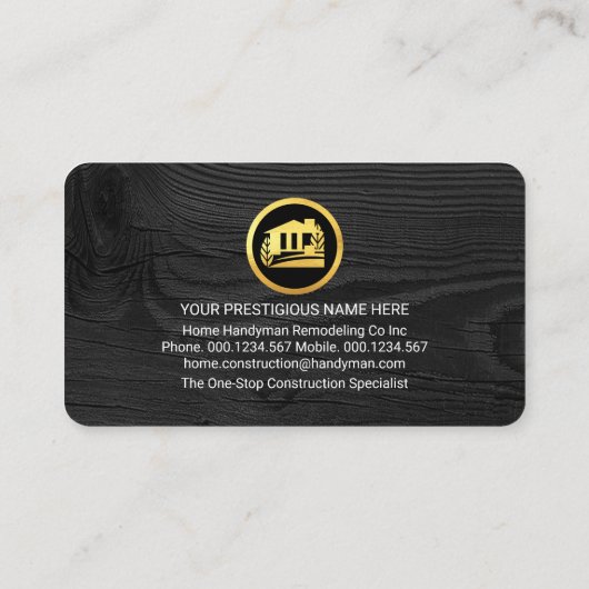 Faux Gold Handyman Tools Building Frame Visitekaartje (Achterkant)