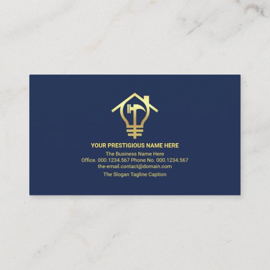 Faux Gold Handyman Tools Home Renovation Visitekaartje (Achterkant)