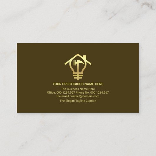 Faux Gold Handyman Tools Home Renovation Visitekaartje (Achterkant)