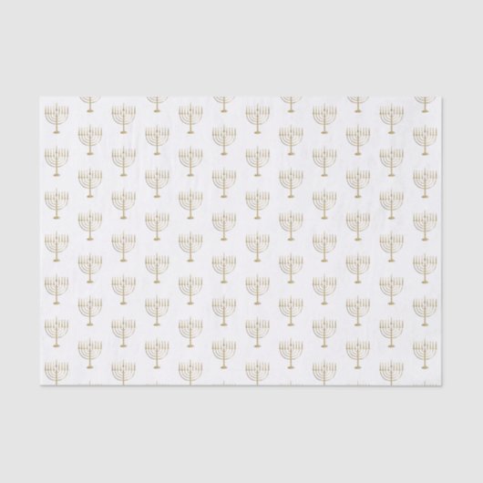 Faux Gold Hanukkah Menorah Pattern White Holiday Tissuepapier (Voorkant)