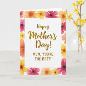 Faux Gold Happy Mothers Day Card Kaart (Gele Bloem)