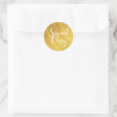 Faux Gold | Hart handschrift gesigneerd exemplaar Ronde Sticker (Tas)
