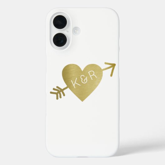 Faux Gold Hart van liefde met initialen, romantisc Case-Mate iPhone Case (Achterkant)