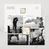 Faux Gold Hartelijk dank voor uw bruiloft 4 Foto-B Briefkaart (Voorkant / Achterkant)