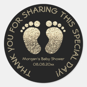 Faux Gold Heart Feet Baby shower Favor Hartelijk d Ronde Sticker