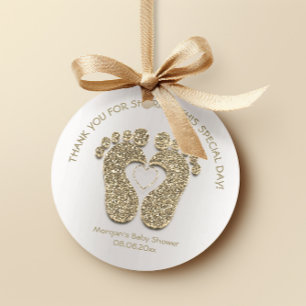 Faux Gold Heart Feet Baby shower Favor Hartelijk d Ronde Sticker