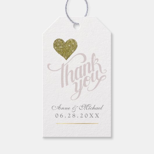 Faux Gold Heart of Love, bedankt getrouwd gunsten Cadeaulabel (Voorkant)