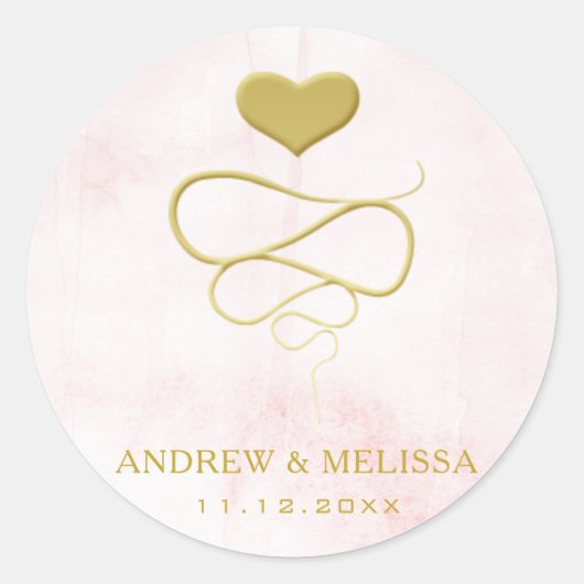 Faux Gold Heart Ornament | Blush Wedding Sticker (Voorkant)