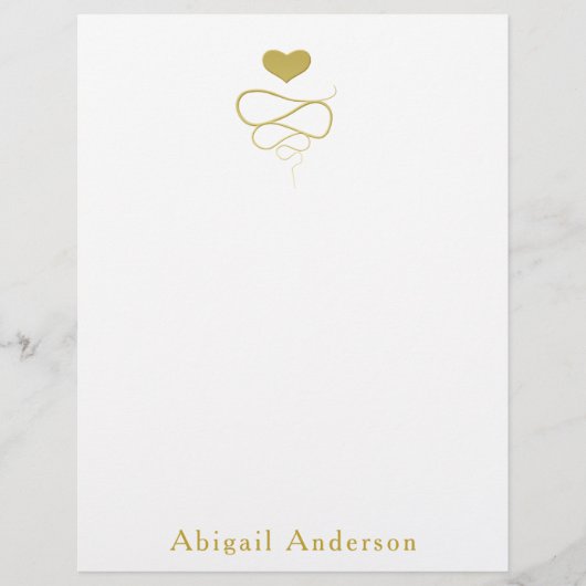 Faux Gold Heart Ornament | Gepersonaliseerd Briefp (Voorkant)