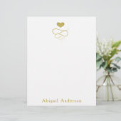 Faux Gold Heart Ornament | Gepersonaliseerd Briefp (Staand voorkant)
