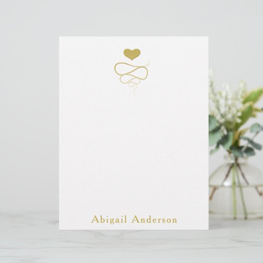 Faux Gold Heart Ornament | Gepersonaliseerd Briefp (Staand voorkant)