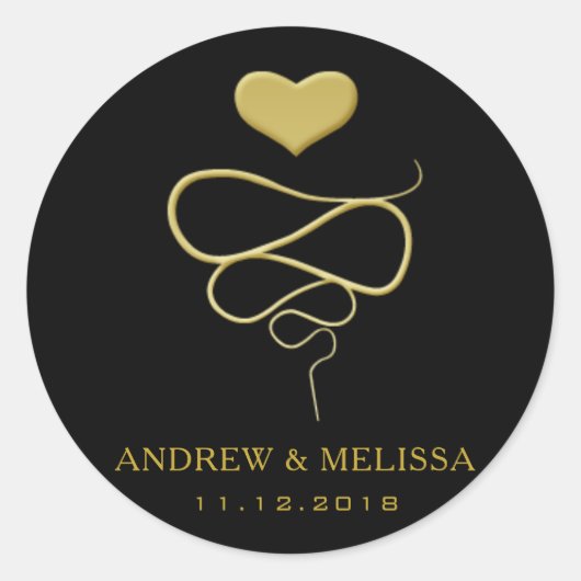 Faux Gold Heart Ornament | Zwarte Sticker (Voorkant)