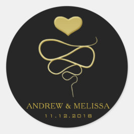 Faux Gold Heart Ornament | Zwarte Sticker