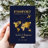 Faux Gold Heart Passport Destination Wedding 