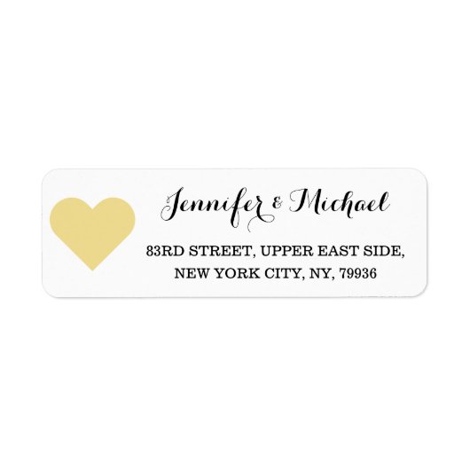 Faux Gold Heart Personalize Wedding Valentijnsdag Etiket (Voorkant)