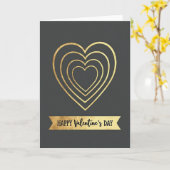 Faux Gold Hearts Valentines Day Card Kaart (Gele Bloem)