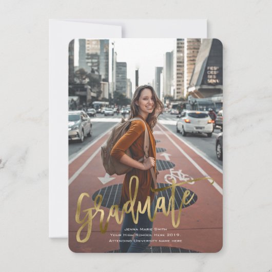 Faux Gold, High School, Modern, Afstuderen kaarten (Voorkant)