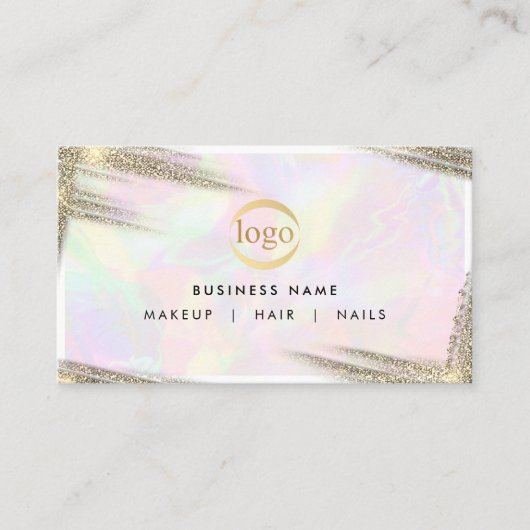 Faux Gold Holographic Professionele Logo Luxe Visitekaartje (Voorkant)