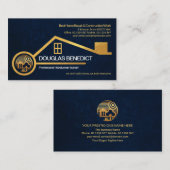 Faux Gold Home Blue Grunge Texstruction Visitekaartje (Voorkant / Achterkant)