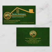 Faux Gold Home Green Forest Grunge Contractor Visitekaartje (Voorkant / Achterkant)
