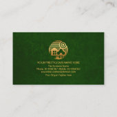 Faux Gold Home Green Forest Grunge Contractor Visitekaartje (Achterkant)