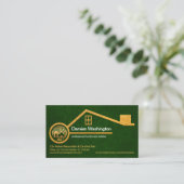 Faux Gold Home Green Forest Grunge Contractor Visitekaartje (Staand voorkant)
