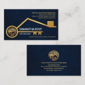 Faux Gold Home Key Blue Grunge Texture Real Estate Visitekaartje (Voorkant / Achterkant)
