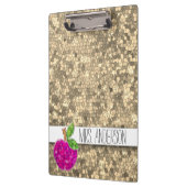 Faux Gold Hot Pink leraren Apple Classroom Naam Klembord (Links)