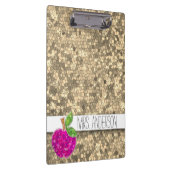 Faux Gold Hot Pink leraren Apple Classroom Naam Klembord (Rechts)