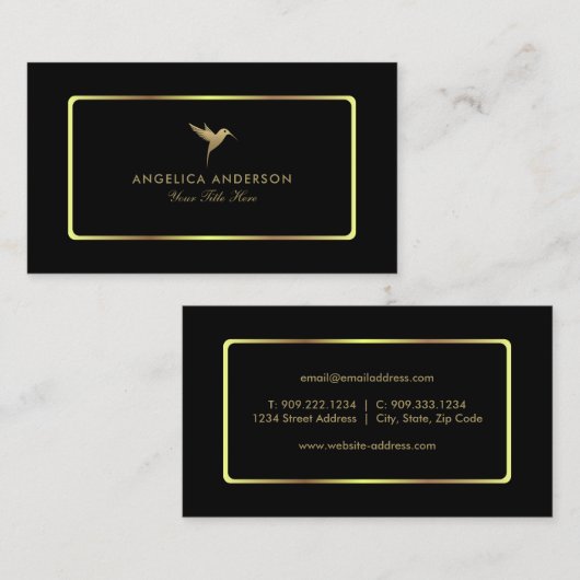 Faux Gold Humming Bird Visitekaartje (Voorkant / Achterkant)