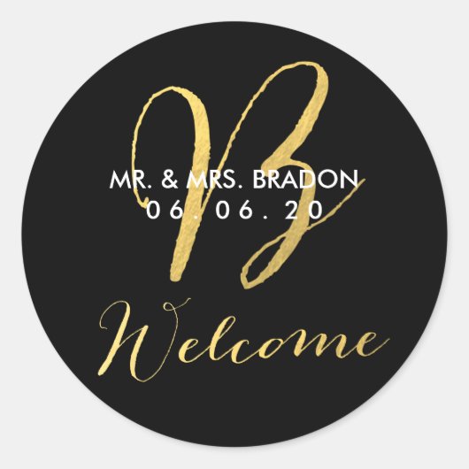Faux Gold Initiaal B | Wedding Welcome Sticker (Voorkant)