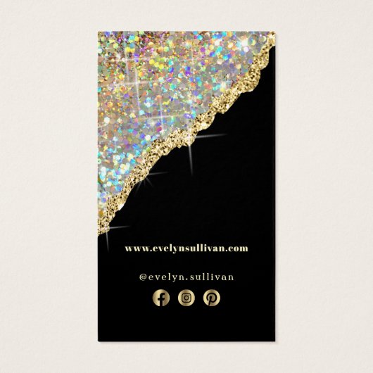 Faux Gold Iridescent glitter pakket Visitekaartje (Achterkant)